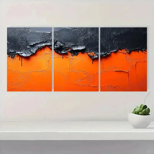 3pcs Black & Orange Modern Knife Design Wall Art Canvas Unframed - High Quality Print 100% Australian Made Wall Canvas - Bella Home Decor