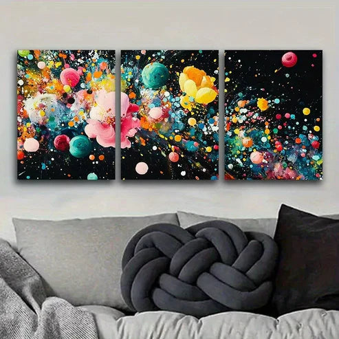 3pcs Modern Art Deco Colorful Explosion Design Wall Art Canvas Unframed - High Quality Print 100% Australian Made Wall Canvas