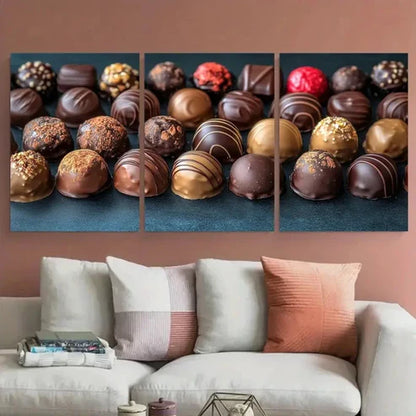 3pcs Luxurious Chocolates Candies Décor Perfect Wall Art Set Canvas Framed 40x60cm - High Quality Print 100% Australian Made Wall Canvas Ready to Hang