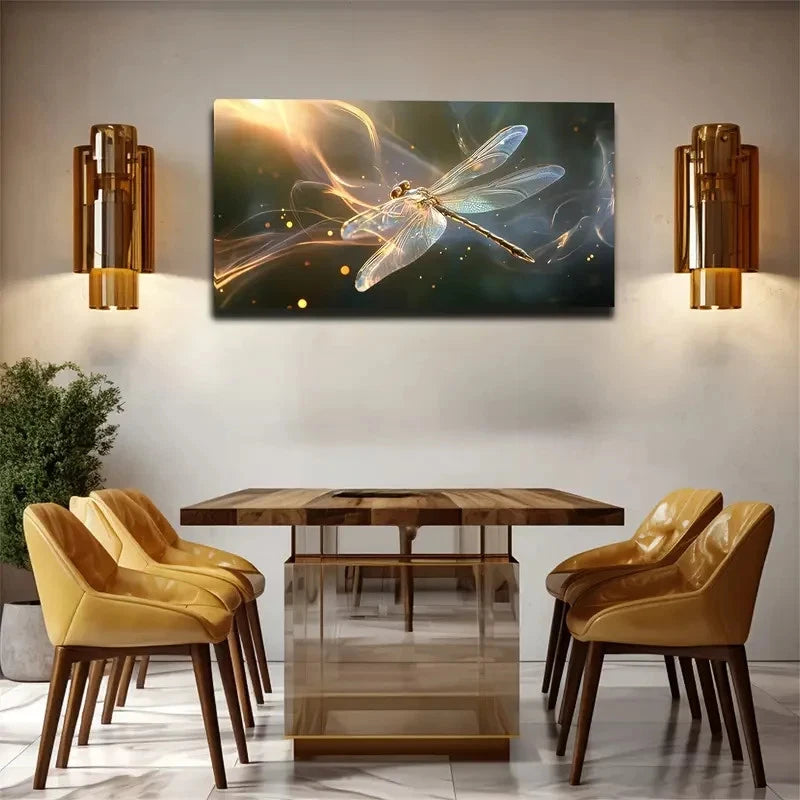 A Dragonfly With Wings Wall Art Canvas Office Home Room Framed 120x60cm