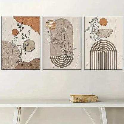 3pcs Bohemian Style Modern Fashion Geometric Canvas Unframed - High Quality Print 100% Australian Made Wall Canvas - Bella Home Decor