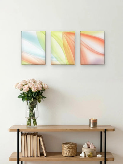 3pcs Abstract Pastel Wave Pattern Wall Art Set Canvas Framed 50x70cm - High Quality Print 100% Australian Made Wall Canvas Ready to Hang