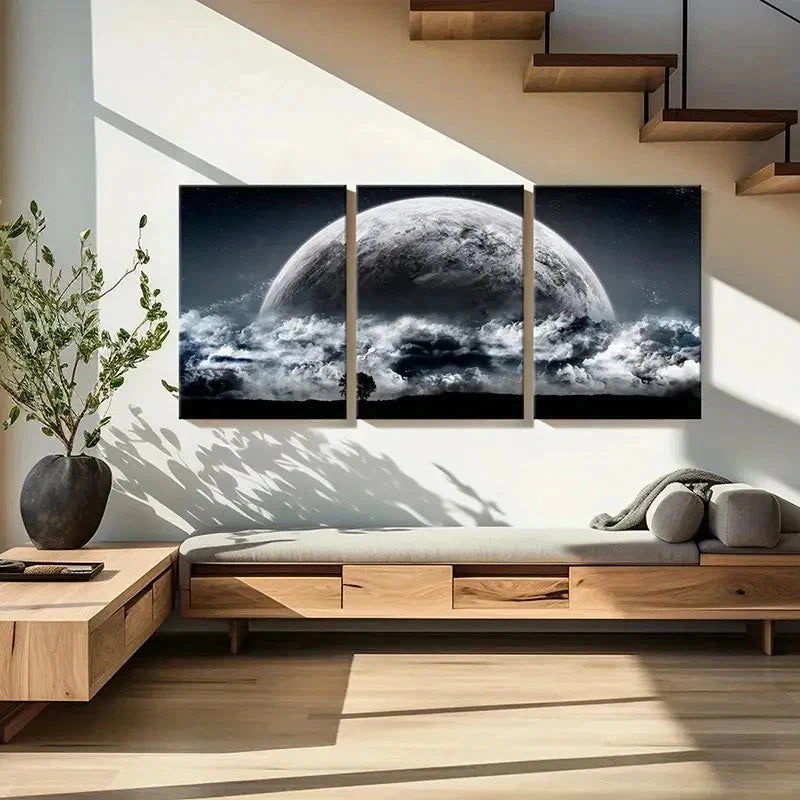 3pcs Fantasy Landscape Night Sky Modern Wall Art Set Canvas Framed 50x70cm - High Quality Print 100% Australian Made Wall Canvas Ready to Hang