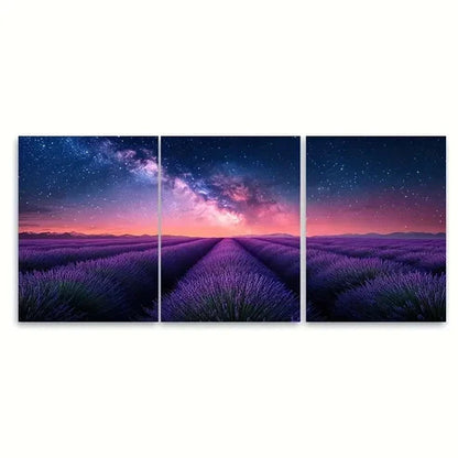3pcs Lavender Meadow Fields Wall Art Set Canvas Unframed - High Quality Print 100% Australian Made Wall Canvas - Bella Home Decor