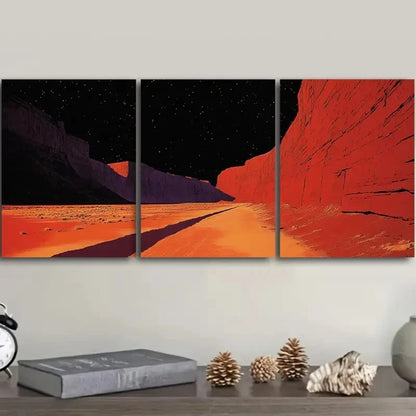 3pcs Vibrant Sandstone Modern Desert Landscape  Wall Art Set Canvas Framed 50x70cm - High Quality Print 100% Australian Made Wall Canvas Ready to Hang - Bella Home Decor