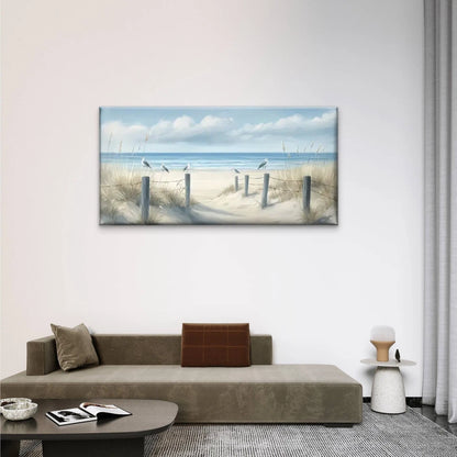 Beach Scene Sand Sky Wall Art Canvas Office Home Room Framed 120x60cm