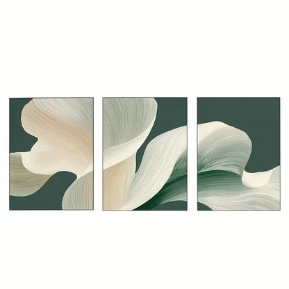 3pcs Rice Green Triptych Abstract Paintings Wall Art Set Canvas Framed 60x90cm - High Quality Print 100% Australian Made Wall Canvas Ready to Hang