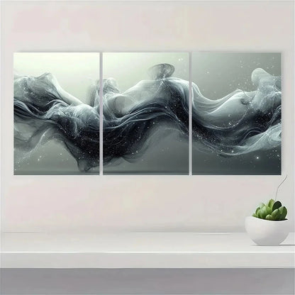 3pcs Abstract Black and White Metal Print Ready to Hang Art - Bella Home Decor