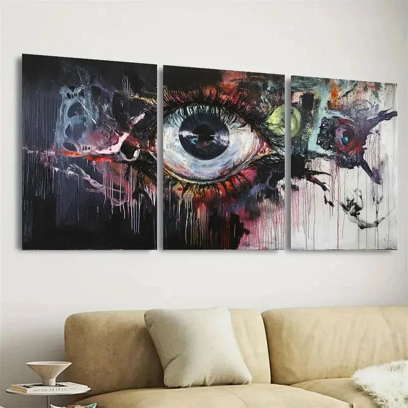 3pcs Modern Abstract Design with Bold Colors Wall Art Set Canvas Framed 50x70cm - High Quality Print 100% Australian Made Wall Canvas Ready to Hang