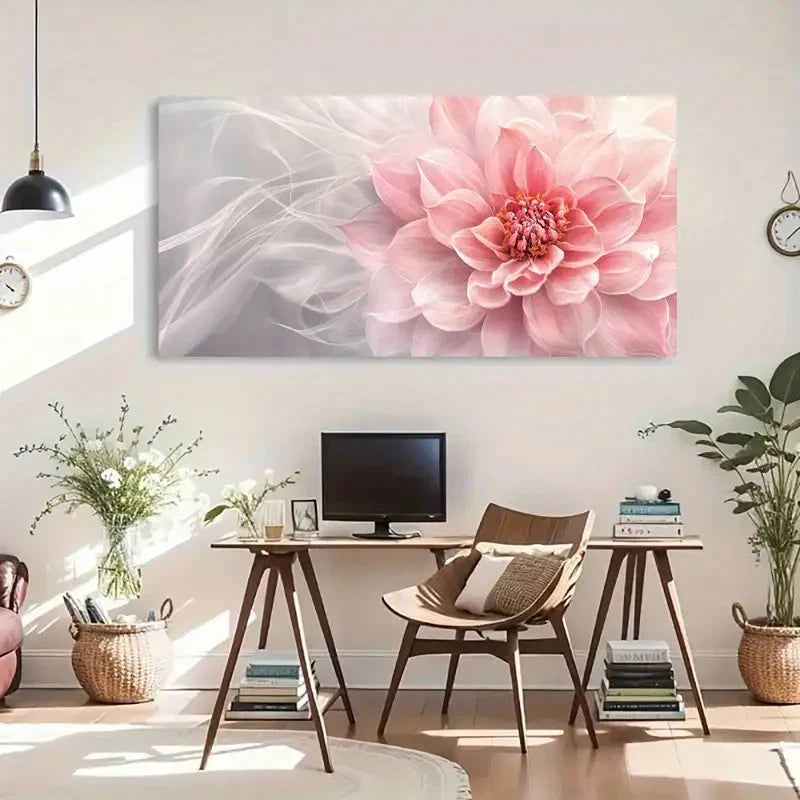 Ethereal Purple Flower Soft Wall Art Canvas Office Home Room Framed 120x60cm - Bella Home Decor