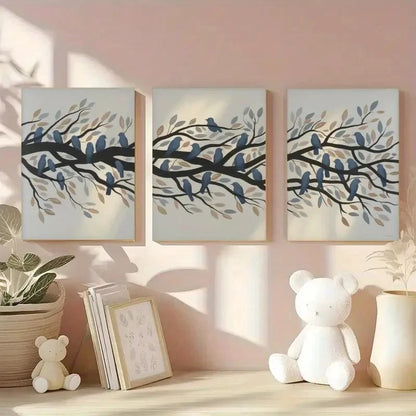 3pcs Blue Birds Canvas Wall Art Canvas    Wall Art Set Canvas Framed 60x90cm - High Quality Print 100% Australian Made Wall Canvas Ready to Hang - Bella Home Decor
