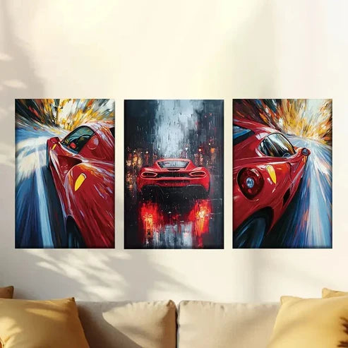 3pcs speed road, abstract background Wall Art Set Canvas Unframed - High Quality Print 100% Australian Made Wall Canvas