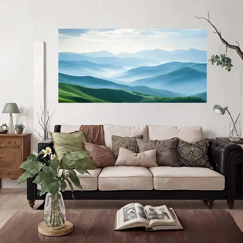 Nature Mountain Mist Wall Art Canvas Office Home Room Framed 120x60cm
