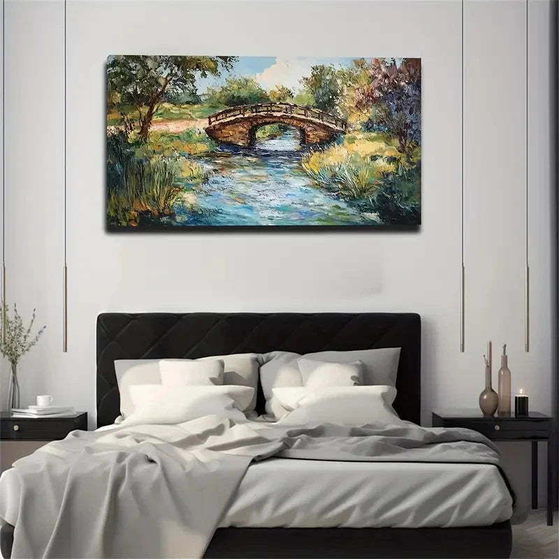 Serene Arched Bridge Wall Art Canvas Office Home Room Framed 120x60cm
