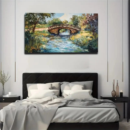 Serene Arched Bridge Wall Art Canvas Office Home Room Framed 120x60cm