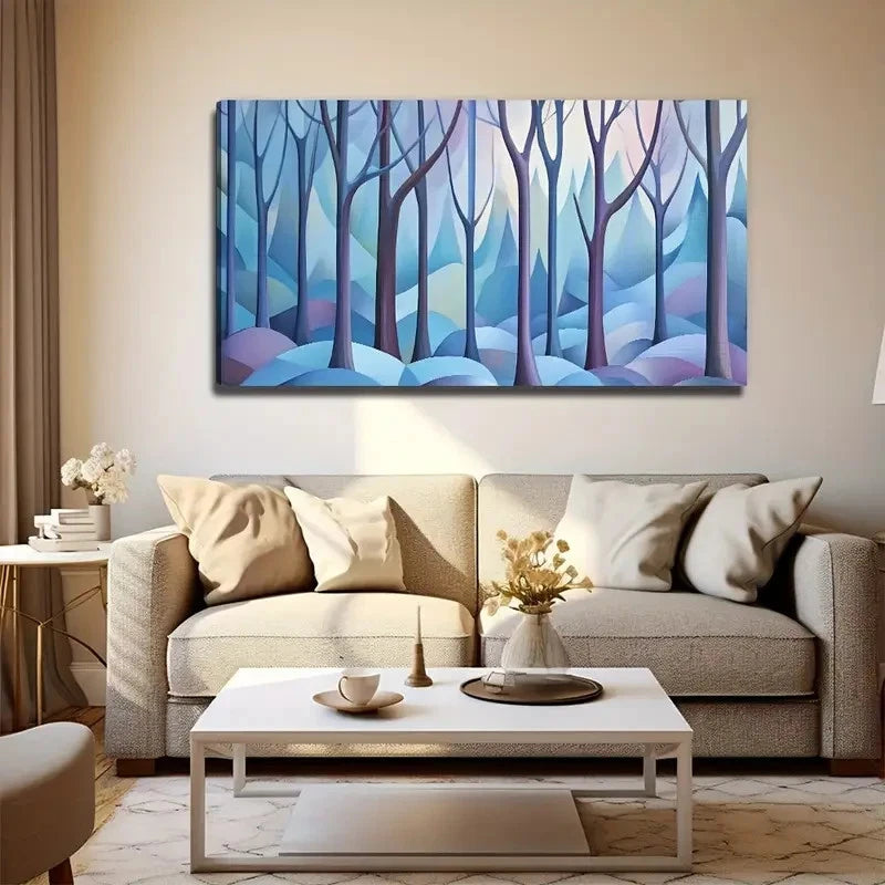 Abstract Winter Woods Wall Art Canvas Office Home Room Framed 120x60cm