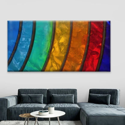 Abstract Stained Glass Wall Art Canvas Office Home Room Framed 120x60cm