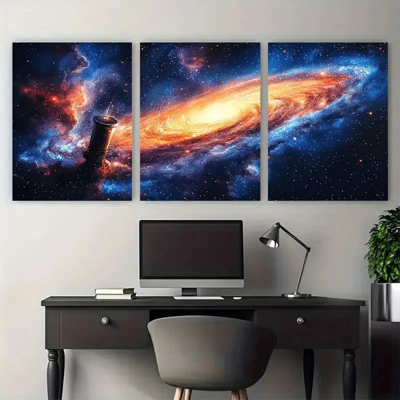 3pcs Abstract Beautiful Galaxy Decor    Wall Art Set Canvas Framed 50x70cm - High Quality Print 100% Australian Made Wall Canvas Ready to Hang - Bella Home Decor