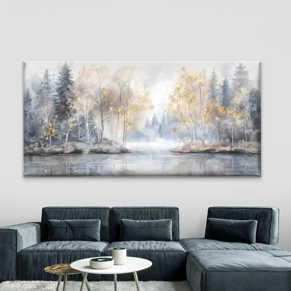 Abstract Forest River Wall Art Canvas Office Home Room Framed 120x60cm