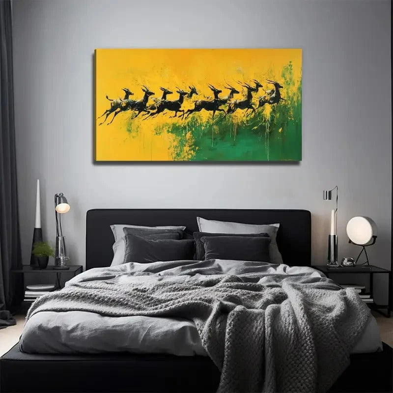 Grassland Deer Decorative Wall Art Canvas Office Home Room Framed 120x60cm
