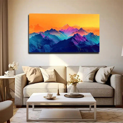 Vibrant Sunset Peaks Hues Wall Art Canvas Office Home Room Framed 120x60cm - Bella Home Decor