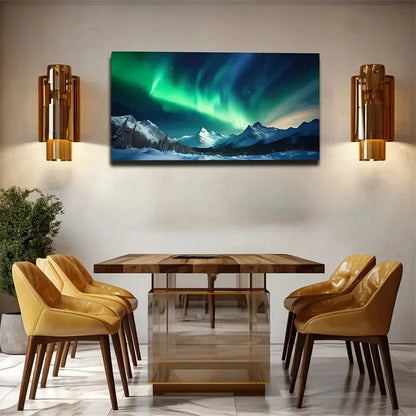 Northern Lights Aurora Borealis Wall Art Canvas Office Home Room Framed 120x60cm - Bella Home Decor