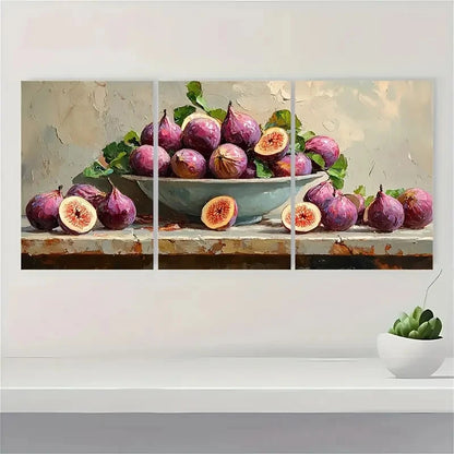 3pcs Fig  Original Art Fruit OA      Wall Art Set Canvas Framed 50x70cm - High Quality Print 100% Australian Made Wall Canvas Ready to Hang