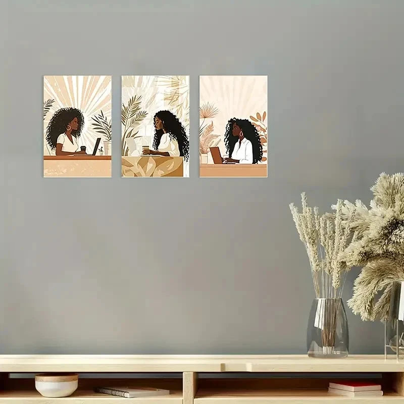 3pcs Art Featuring Women Professional   Wall Art Set Canvas Framed 50x70cm - High Quality Print 100% Australian Made Wall Canvas Ready to Hang - Bella Home Decor