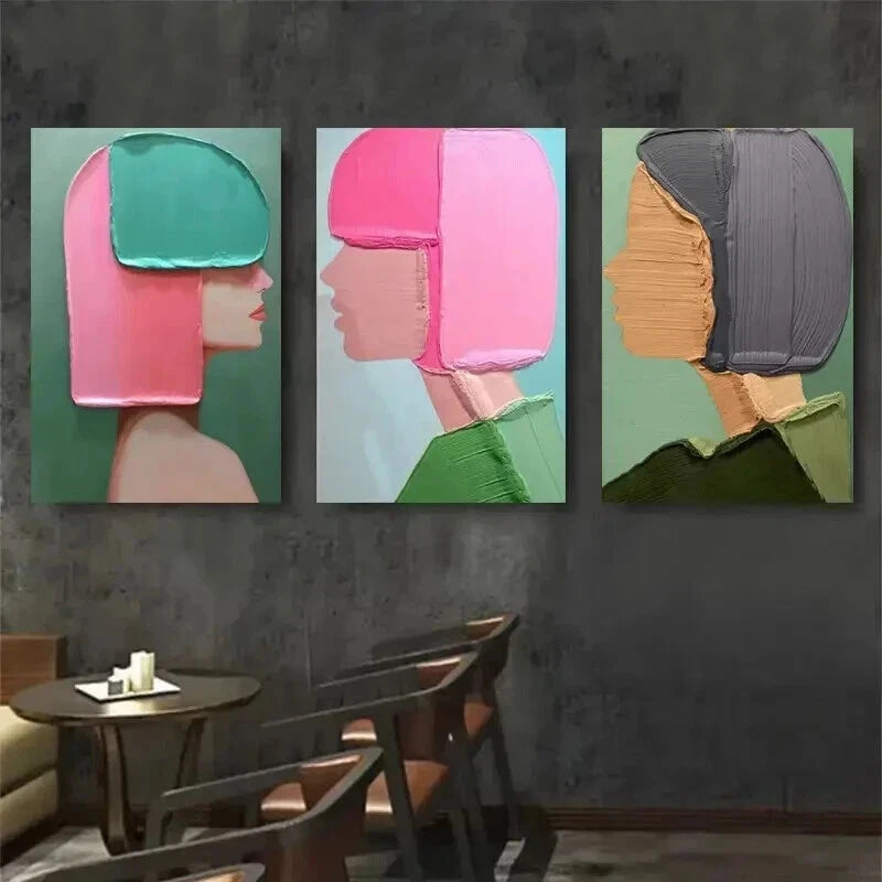 3pcs Colorful Abstract Portrait Modern Perfect Wall Art Set Canvas Framed 60x90cm - High Quality Print 100% Australian Made Wall Canvas Ready to Hang - Bella Home Decor