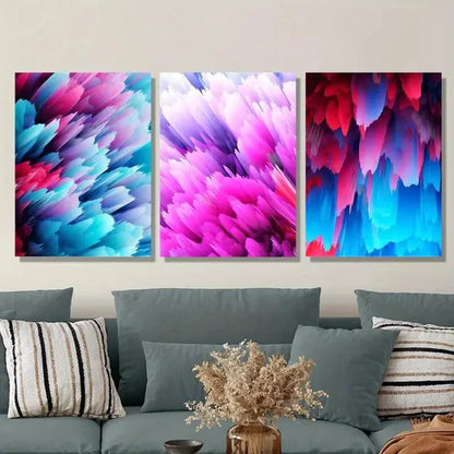 3pcs Abstract Colorful Pink and Purple, Painting Wall Art Set Canvas Unframed - High Quality Print 100% Australian Made Wall Canvas - Bella Home Decor