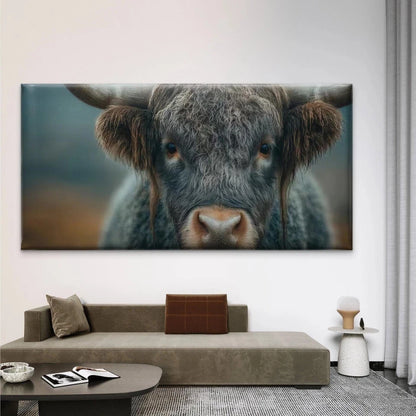 Highland Cow Scottish Cow Wall Art Canvas Office Home Room Framed 120x60cm