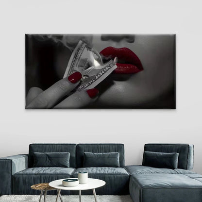 Close-Up Images of Lips Wall Art Canvas Office Home Room Framed 120x60cm