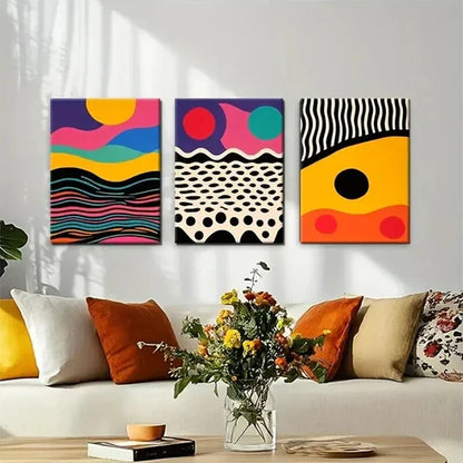 3pcs Colorful Geometric Pattern Artistic Perfect Wall Art Canvas Unframed - High Quality Print 100% Australian Made Wall Canvas - Bella Home Decor