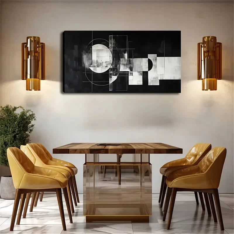 Black & Gray Abstract Design Wall Art Canvas Office Home Room Framed 120x60cm - Bella Home Decor