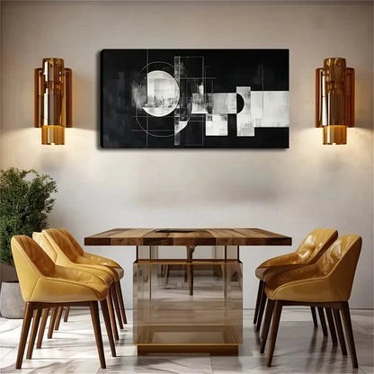 Black & Gray Abstract Design Wall Art Canvas Office Home Room Framed 120x60cm - Bella Home Decor