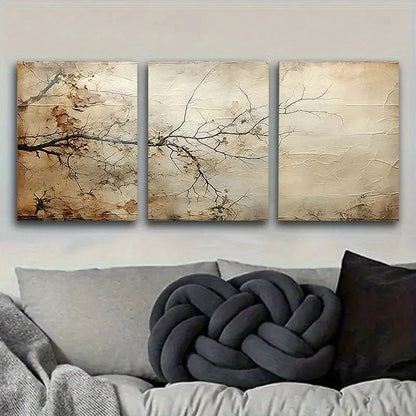 3pcs Weathered Tree Branch Texture Wall Art Set Canvas Framed 60x90cm - High Quality Print 100% Australian Made Wall Canvas Ready to Hang - Bella Home Decor