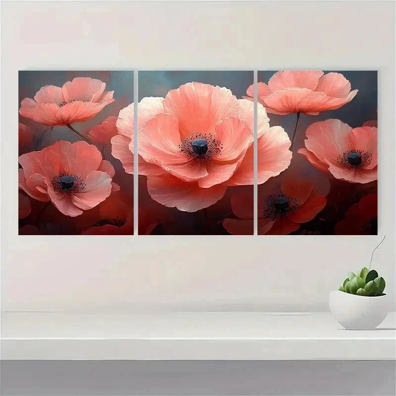3pcs Pink Flower Nature Beauty Perfect Wall Art Set Canvas Framed 60x90cm - High Quality Print 100% Australian Made Wall Canvas Ready to Hang - Bella Home Decor