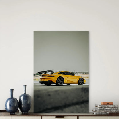 Yellow Porsche 911 GT3 Coupe Sports Car Track 40x60cm Print Ready to Hang