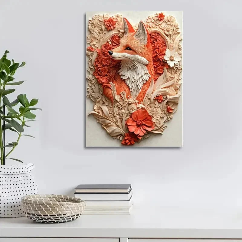 Beautiful Magical Fox Measuring Painting  40x60cm Metal Print Ready to Han - Bella Home Decor