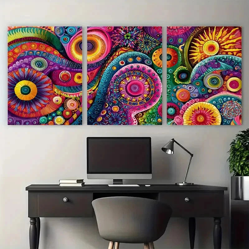 3pcs Maximalist Bundle Funky Retro Prefect Wall Art Set Canvas Framed 40x60cm - High Quality Print 100% Australian Made Wall Canvas Ready to Hang
