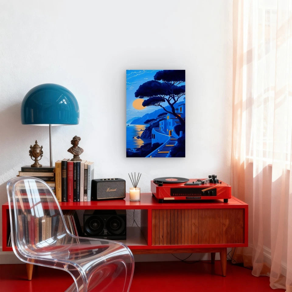 Vibrant Blue Coastal Scene Metal Print Ready to Hang