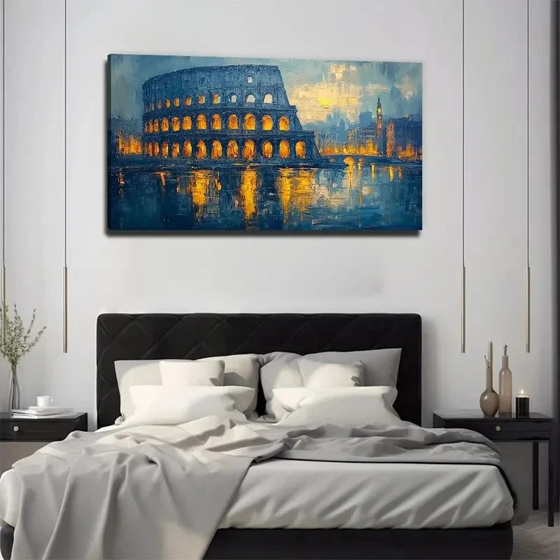 Evening Ancient Architecture Wall Art Canvas Office Home Room Framed 120x60cm