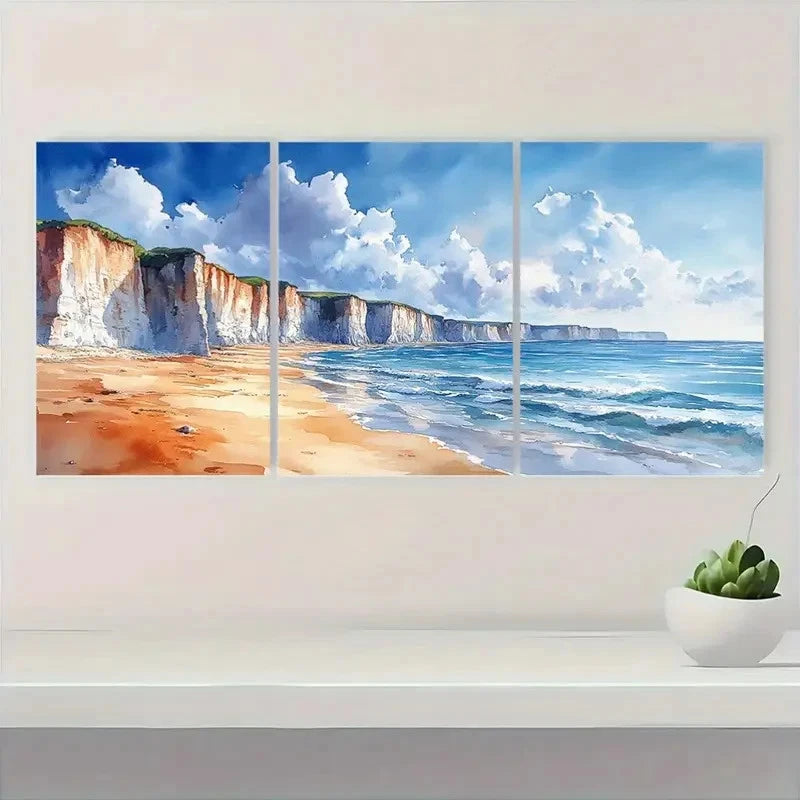 3pcs Zakyntho  Cretan, Beach And Ocean  KM  Wall Art Set Canvas Framed 50x70cm - High Quality Print 100% Australian Made Wall Canvas Ready to Hang