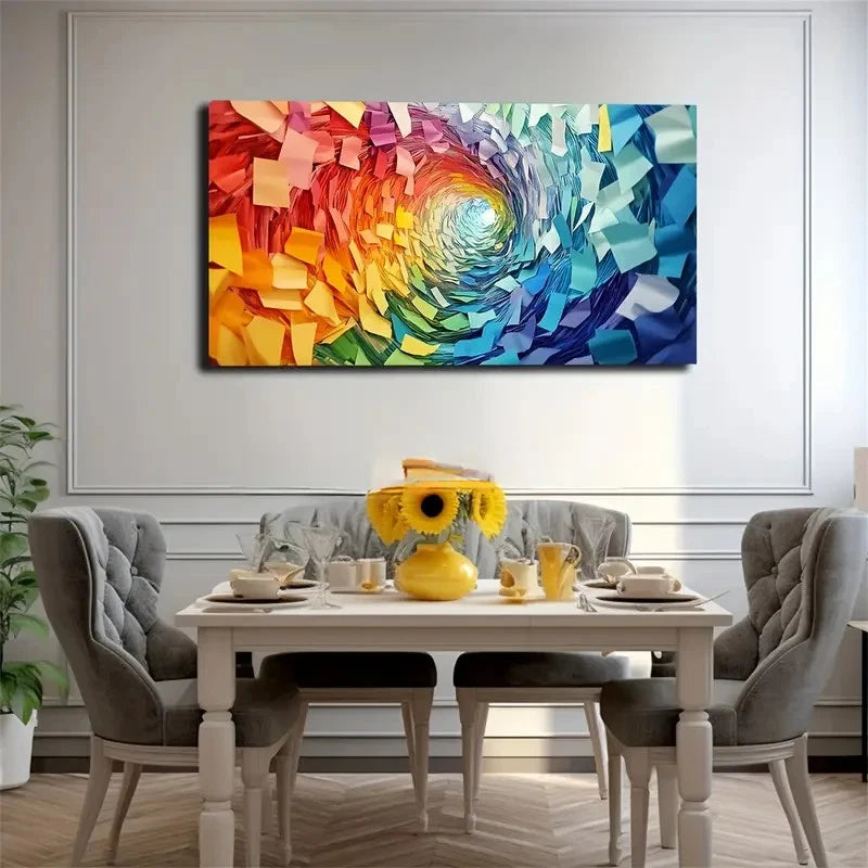 Vibrant Colorful Geometric Wall Art Canvas Office Home Room Framed 120x60cm