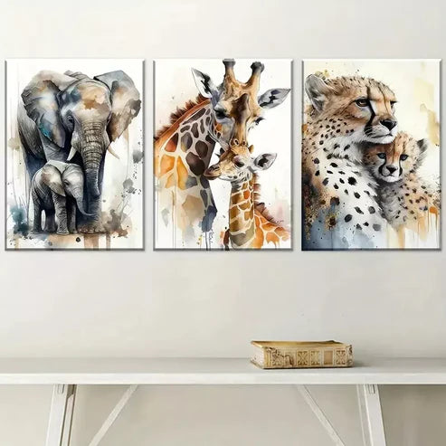 3pcs Modern Elegant Fashion Animal Abstract Canvas Unframed - High Quality Print 100% Australian Made Wall Canvas