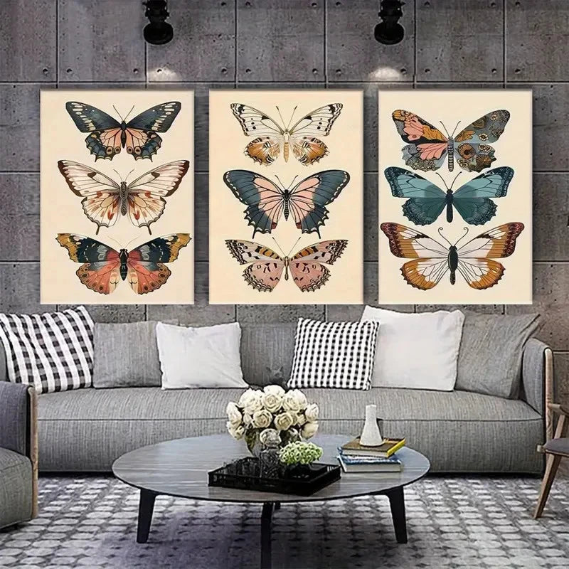 3pcs Bohemian Style Butterfly Metal Print Ready to Hang Art - Bella Home Decor