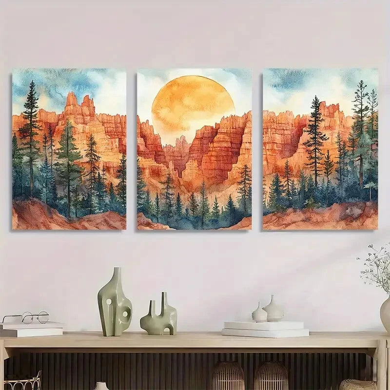 3pcs Bryce Canyon Red Rock Trees Perfect Wall Art Set Canvas Framed 40x60cm - High Quality Print 100% Australian Made Wall Canvas Ready to Hang - Bella Home Decor