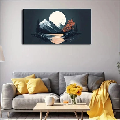 Snow-Capped Mountains Calm Wall Art Canvas Office Home Room Framed 120x60cm