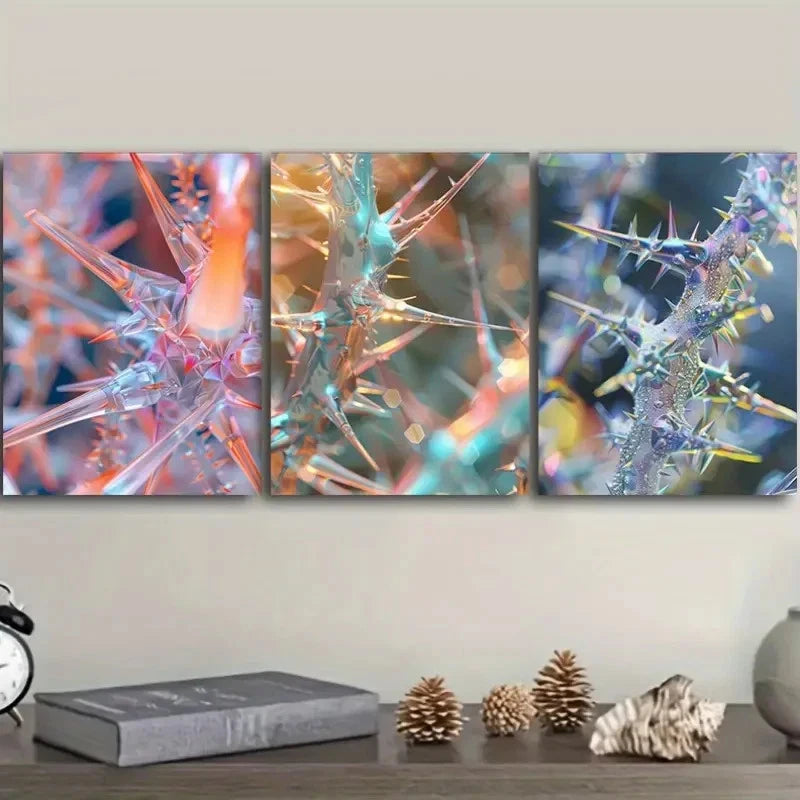 3pcs Featuring Thorny Designs Wall Art Set Canvas Framed 60x90cm - High Quality Print 100% Australian Made Wall Canvas Ready to Hang