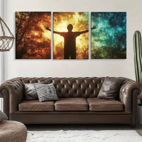 3pcs Vibrant Sunset and Cool Sky Tones Perfect Wall Art Canvas Unframed - High Quality Print 100% Australian Made Wall Canvas